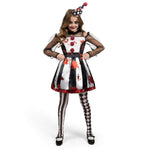 Spooktacular Creations Girls Clown Costume, Halloween Scary Clown Costume, Black and White Bloody Jester Dress for Girls Halloween Dress Up, Role Play, Cosplay Party-L