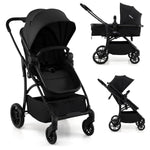 INFANS 2 in 1 Baby Stroller, Convertible Stroller with Bassinet Reversible Seat Adjustable Backrest Canopy One Hand Fold, Compact Toddler Pushchair for Kids Infants Newborns 0-36 Months (Black)