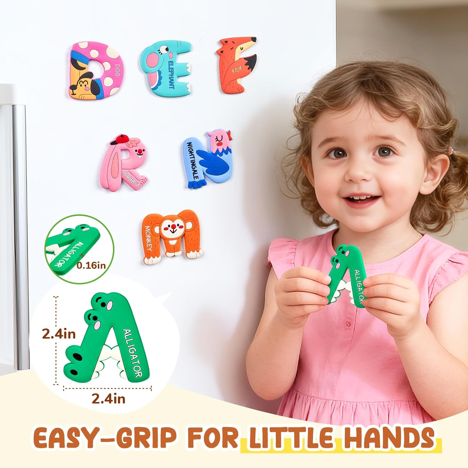 JoyCat Magnetic Letters and Numbers Fridge Magnets, Soft PVC Learning Refrigerator Toy Set for Kids & Toddlers, 26 Animal Alphabet Letters and 0-9 Numbers, Birthday Gift for Baby Boys and Girls