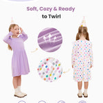 PATPAT 3-Pack Toddler Dresses – Long Sleeve Cat Print Set for Preschool Girls’ Everyday Look, 4-5T, Purple Cat