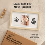 Inkless Hand and Footprint Kit, Boy, Girl, Newborn Keepsake - No Mess Ink Pad for Baby Handprint, Clean Touch Paw Print Kit for Dog Picture Frame, Personalized Baby Christmas Shower Gifts (Ash Wood)