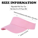 Century Star UPF 50+ Kids Visor Sun Hat Adjustable Girls High Ponytail Tennis Hat Sports Boys Running Golf Visor Cap 1Pc Pink 6-12T