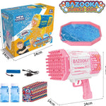 Bubble Machine Gun, 69 Holes Bubble Gun with Lights, Pink Outdoor Summer Beach Kids Bubbles Toys Birthday Wedding Party Fun Gifts for Girls Boys
