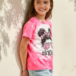PATPAT Girls Shirts Size 8-9 Pink Kid Life Graphic Tees, Kid Life Shirts for Girls, Crew Neck Short Sleeve Pink Tops Fashion Clothes Coming Home Outfit Preppy Tops