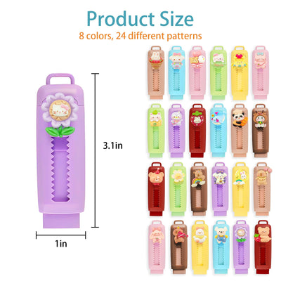 24 Pack Cute Retractable Erasers for Kids Fun Eraser Bulk Kawaii Pencil Erasers Kids Pencil Erasers for Back to School Supplies Classroom Rewards Gifts.