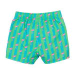 RUGGEDBUTTS Boys UPF50+ Sun Protection Striped Color Block Swim Trunks - Neon Flamingo Stripe, 3T