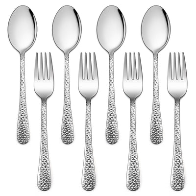 LIANYU 8-Piece Toddler Silverware Set, Includes 4 Spoons and 4 Forks for Kids, Stainless Steel Kids Utensils Children Flatware Set, Child Preschooler Cutlery Set, Dishwasher Safe