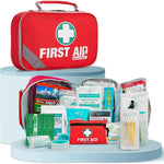 General Medi 2-in-1 First Aid Kit (215 Piece Set) + 43 Piece Mini First Aid Kit -Includes Ice(Cold) Pack, Moleskin Pad and Emergency Blanket for Travel, Home, Office, Car, Workplace