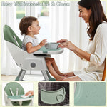 Ktaxon Baby High Chair, 6-in-1 Portable Feeding Rocking Seat with Adjustable Backrest, Removable Tray and 5-Point Safety Harness, Travel Folding Highchair for Toddlers & Babies, Green