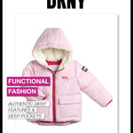 DKNY Infant Toddler Baby Girls' Winter Jacket - Fleece Lined Quilted Bubble Puffer Parka Coat for Girls (Sizes:12M-4T), Size 24 Months, Rose Pink