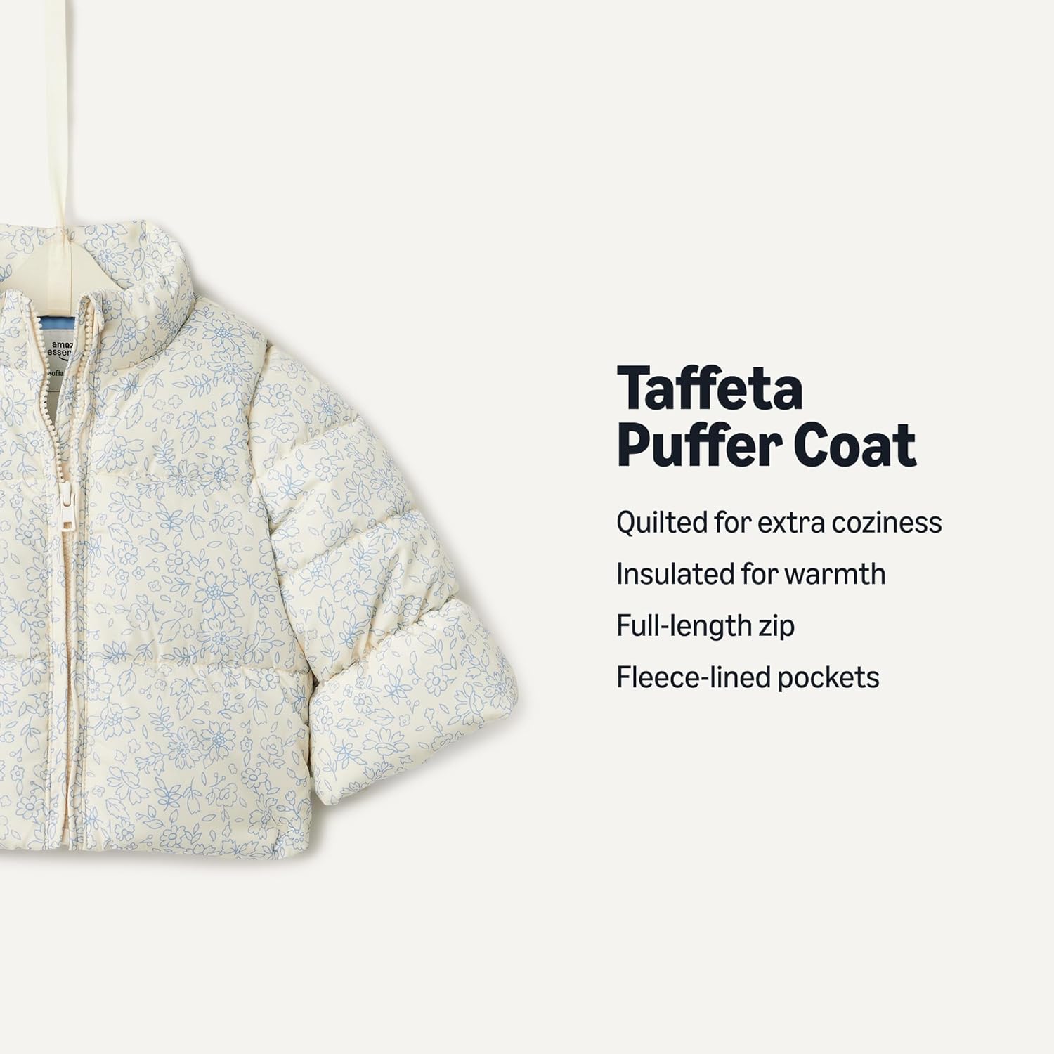 Amazon Essentials x Sofia Grainge Toddlers and Baby Girls' Taffeta Puffer Jacket