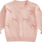 Infant Baby Girl Cardigan Sweaters Toddler Floral Embroidery Button Up Knit Tops Fall Winter Knitwear Clothes