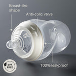 Tommee Tippee Natural Start Baby Bottles for 0m+, Pack of 2, 5oz Baby Bottles, with Slow Flow Breast-Like Nipple for a Natural Latch, Self-Sterilizing and BPA Free, Decorated
