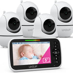 Baby Monitor with Camera and Audio- Video Baby Monitor with 960ft Long Range, Remote Pan-Tilt-Zoom, Night Vision, Temperature Sensor, 2-Way Talk, 8 Lullabies, 30-Hour Battery & No WiFi