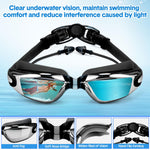 Foilswirl 8 Pcs Swimming Equipment Kit Anti Fog Swim Goggles Paddle Hand Cap Nose Cover Training Hand Paddles with Adjustable Straps for Lap Men Women(Black)