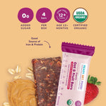 Ready Set Food Organic Oat & Fruit Bars – Safe & Easy Early Allergen Exposure for Babies 12+ Months, Organic Toddler Snacks with 8 Top Allergens, No Added Sugar (Peanut Butter Strawberry, 2-Pack)