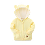 Infant Stylish Bear Ear Hoodie Zip Long Sleeve Autumn Jacket for Baby Girl Boy 6-9M Yellow Coat