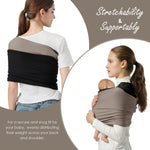 Shiaon Baby Wrap Carrier, Lightweight Baby Wearing Wraps for Newborn and Infant, Soft Swaddle Holder Carrier, Cozy Baby Sling 7-35 lbs Black+Brown