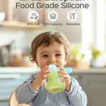 Jelly Ruru Silicone Reusable Baby Food Pouches with Straws, Leakproof Refillable Squeeze Pouches, Dishwasher, Freezer, Microwave Safe, Baby Food Storage for Homemade Puree, Yogurt (one size, Count, 4)