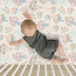 Pastel Floral Bows Baby Crib Sheets for Boy Girl 28"x52" Preppy Floral Pink Blue Bows Soft Snug Fitted Crib Mattress Covers Boho Flowers Spring Summer Baby Sheet Fits Crib & Toddler Bed Mattresses