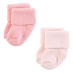 Hudson Baby Infant Girl Cotton Rich Newborn and Terry Socks, Pink Sage Rose, 0-6 Months