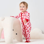 pureborn Baby Girls Sleeper Viscose from Bamboo Pajamas 2-Way Zipper Snug Fit Sleepwear Pink Heart 6-12 Months