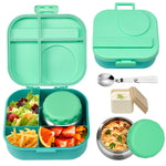 Aimsnk Bento Lunch Box for Kids with 12oz Soup Thermo,4 Compartments Lunch Box Containers Kids, Includes Foldable Spoon &Sauce Jar, BPA Free&Leak proof,Insulated Food Jar for Travel,School,Picnic