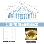 CERETIA Stuffed Animal Hammock with LED Light, Toy Hammock for Stuffed Animals Storage for Kids Room Decor, Stuffed Animal Hammock Corner, Baby Blue