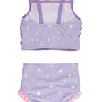 RuffleButts Girls UPF50+ Princess Dress-Up 2-Piece Swimsuit - Amethyst Princess, 12-18 Months
