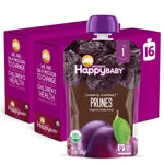 HappyBaby prunes organic baby food package with purple packaging