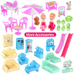 TASTIEN Doll House, 4-Story Dollhouse with Glow in The Dark, Girl Toys Doll House Playset with 2 Dolls, 12 Play Areas, Furniture & Accessories, Princess Gift Toys for Girls Ages 3 4 5 6 7 8 9+, Pink
