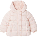 Amazon Essentials Baby Girls' Heavyweight Hooded Puffer Coat, Water-Resistant, Light Mauve, 18 Months