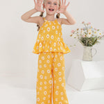Toddler Clothes 2t 3t Girl Summer Clothes Kids Cute Yellow Halter Crop Tops High Waist Floral Pants Toddler Girl Summer Outfits Children Clothing Set
