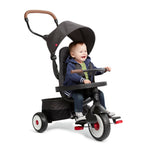 Radio Flyer City 4-in-1 Stroll 'N Trike, Black, for Riders 1-5 Years Old, 4 Riding Modes, 3 Point Harness with Comfort Pad, Parent Controlled Steering, Rear Storage, Stroller Tricycle for Toddlers