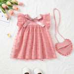 Kucnuzki Toddler Girl Dress 2t 3t Girl Clothes Cute Ruffle Tutu Princess Pink Polka Dot Swing Beach Dress for Toddler Summer Two Piece Outfit Casual Sundress