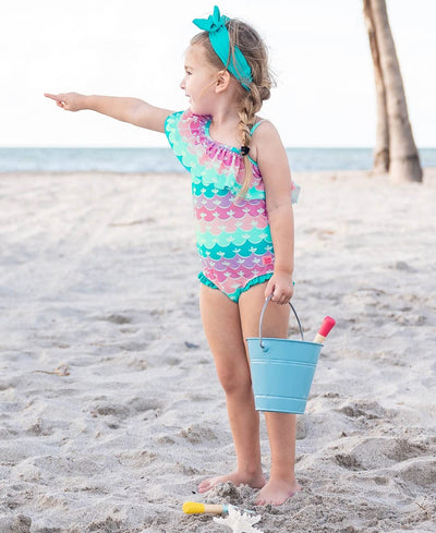 RuffleButts Mermaid One Shoulder Ruffle One Piece - 6