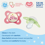 MAM Original Baby Pacifiers 0-6 Months, Binky for Newborn Babies, BPA-Free Skin Soft Silicone Nipple, Glows in The Dark, Developed with Medical Experts, 4 Count, Made in Europe