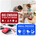 EVERLIT CARE Mini-Aid First Aid Kit | Compact & Lightweight Case with Carabiners for Travel | Family & Kid Friendly 180 Pcs Wound Care Supplies for School, Work, Outdoor, Home & Office | Pack of 3
