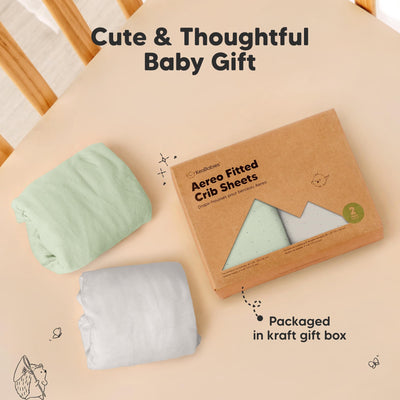 KeaBabies 2-Pack Fitted Crib Sheets for Boys, Girls, Baby - Soft Bamboo Viscose Cotton, 52x28 Standard Crib Mattress Sheets, Toddler Bed Mattress Cover, Gender Neutral, Breathable, Durable (Sage)