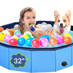 Dog Pool, Foldable Pet Swimming Pool with 6mm High-Strength PP Board, Hard Plastic Collapsible Doggy Pools for Small Dogs Kitty Duck,Non-Slip Doggie Bathtub Quick to Set Up and Drainage Hole(32x8in)
