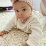 Karwuiio Toddler Baby Girl Boy Knit Sweater Round Neck Long Sleeve Pullover Sweatshirt Fall Winter Clothes (White, 12-18 Months)