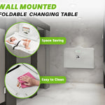 Alpine Wall Mounted Baby Changing Station - Horizontal Baby Changing Table Foldable Diaper Tables with Safety Strap for Commercial Bathroom, ADA Complaint (Hardware Included) White Gray