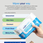 Wipemate ULTRA Flushable Butt Wipes, Soothing Vitamin E & Aloe, 99% Water, Fresh Clean Scent, Super Soft Hygiene Wipes, Septic & Sewer Safe, 3 Premium Flip-Top Packs (180ct)