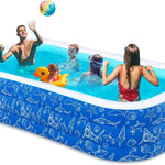 Nattork Inflatable Pool for Kids and Adults, 102" x 63" x 22" Family Full-Sized Inflatable Swimming Pool,Durable Thickened Above Ground Blow Up Pool for Kids Pools for Backyard Indoor Outdoor Shark