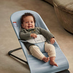 BabyBjörn Bouncer Balance Soft, Blue/Gray, Woven/Jersey | 2-in-1 Adjustable Baby Bouncer Seat and Toddler Chair, Newborn to Toddler (8-29 lbs), 4 Positions, Lightweight & Portable