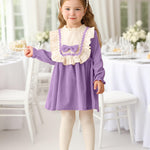 Kucnuzki 18 Months Girl Clothes Toddler Fall Dress Cute Long Sleeve Casual Ruffle Dress Baby Winter Outfit Baby Girl Clothes 12-18 Months
