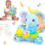 Baby Bilingual Musical Elephant Stuffed Animals Toys,Infant Early Learning Toy with Light-Up Music & Crinkle,Tummy Time Toys for 0 3 6 9 12+ Months for Baby Boy Girl Gift,Pink