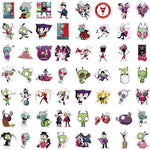 50pcs Invader Movie ZIM Stickers for Kids, Cute Water Bottle Stickers for Kids Waterproof, Vinyl Laptop Kid Sticker Pack (White)