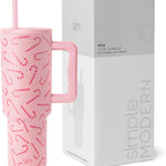 Simple Modern 40 oz Trek Tumbler with Handle and Straw Lid | Cup Holder Friendly Insulated Stainless Steel Travel Mug | Almond Birch