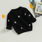 Mubineo Baby Girl Winter Clothes Cute Flower Sweater Crewneck Pullover Long Sleeve Knit Newborn Infant Sweaters (US, Age, 3 Months, 6 Months, Black)